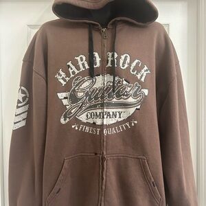 Hard Rock Guitar  Company  Tampa, FL. Brown Full  Zipper Hoodie Size XL